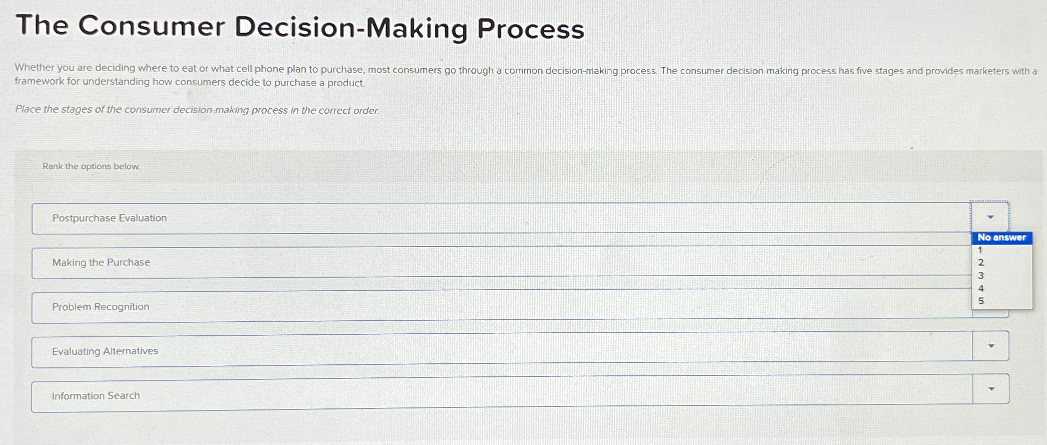  The Consumer Decision-Making Process framework for understanding how consumers decide to