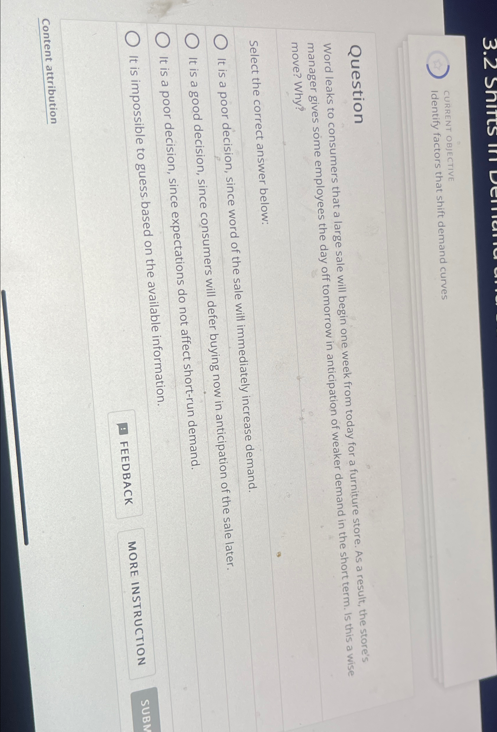  CURRENT OBJECTIVE Identify factors that shift demand curves Question Word leaks