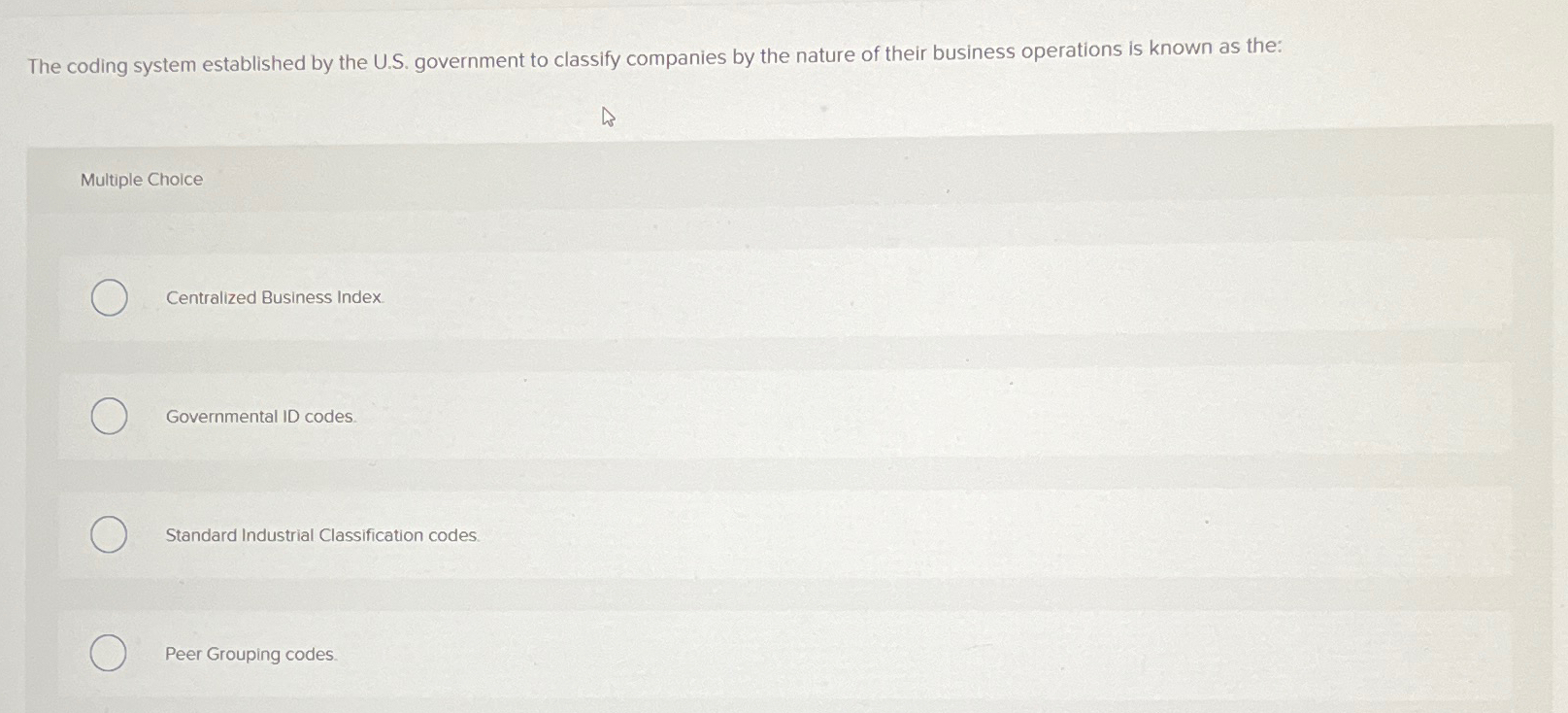  The coding system established by the U.S. government to classify companies
