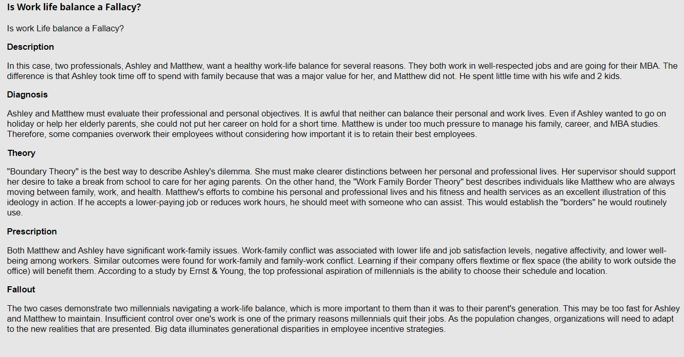 I need a response. Is work Life balance a Fallacy? Description In