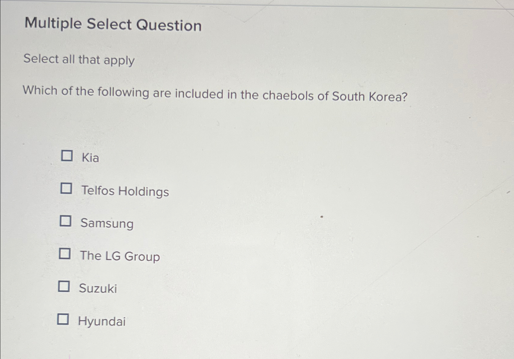  Multiple Select Question Select all that apply Which of the following