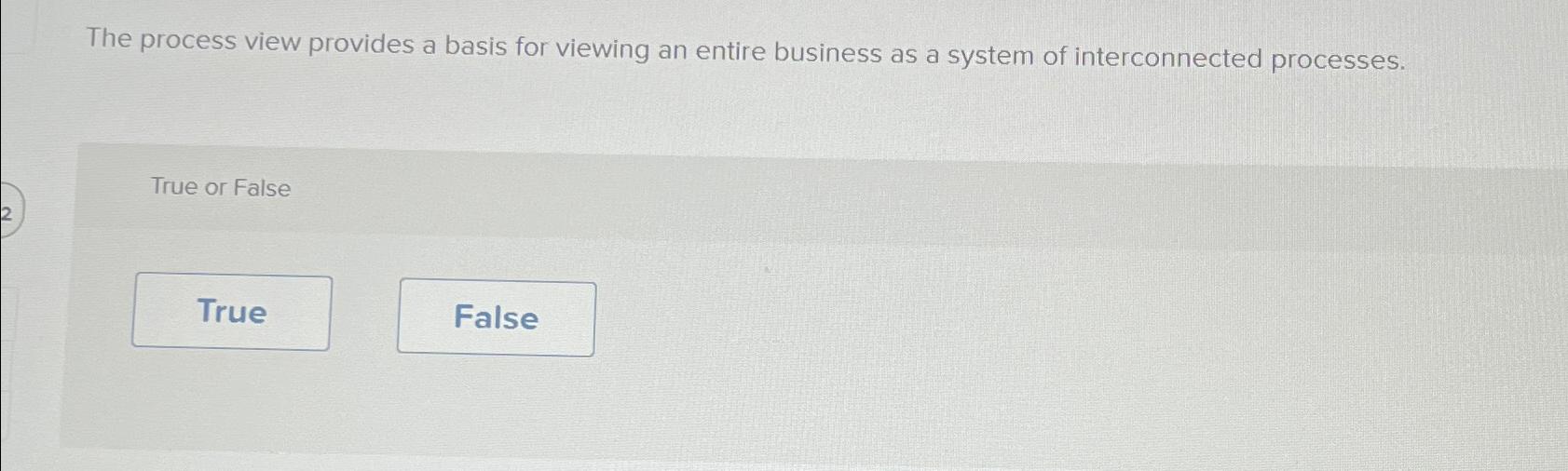  The process view provides a basis for viewing an entire business