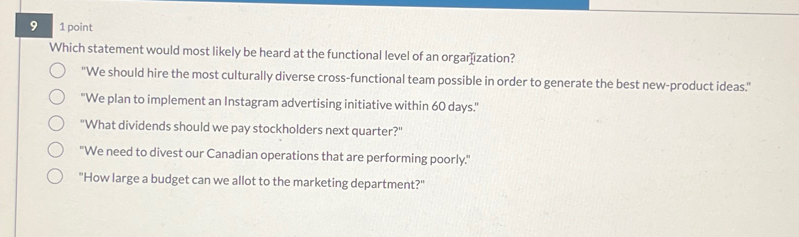  91 point Which statement would most likely be heard at the