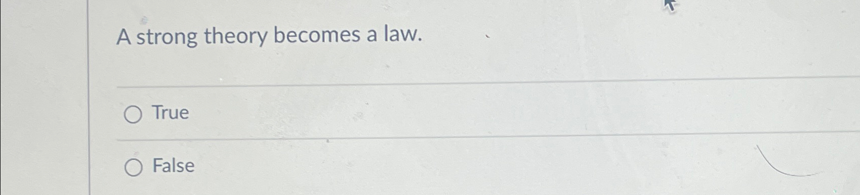  A strong theory becomes a law. True False 