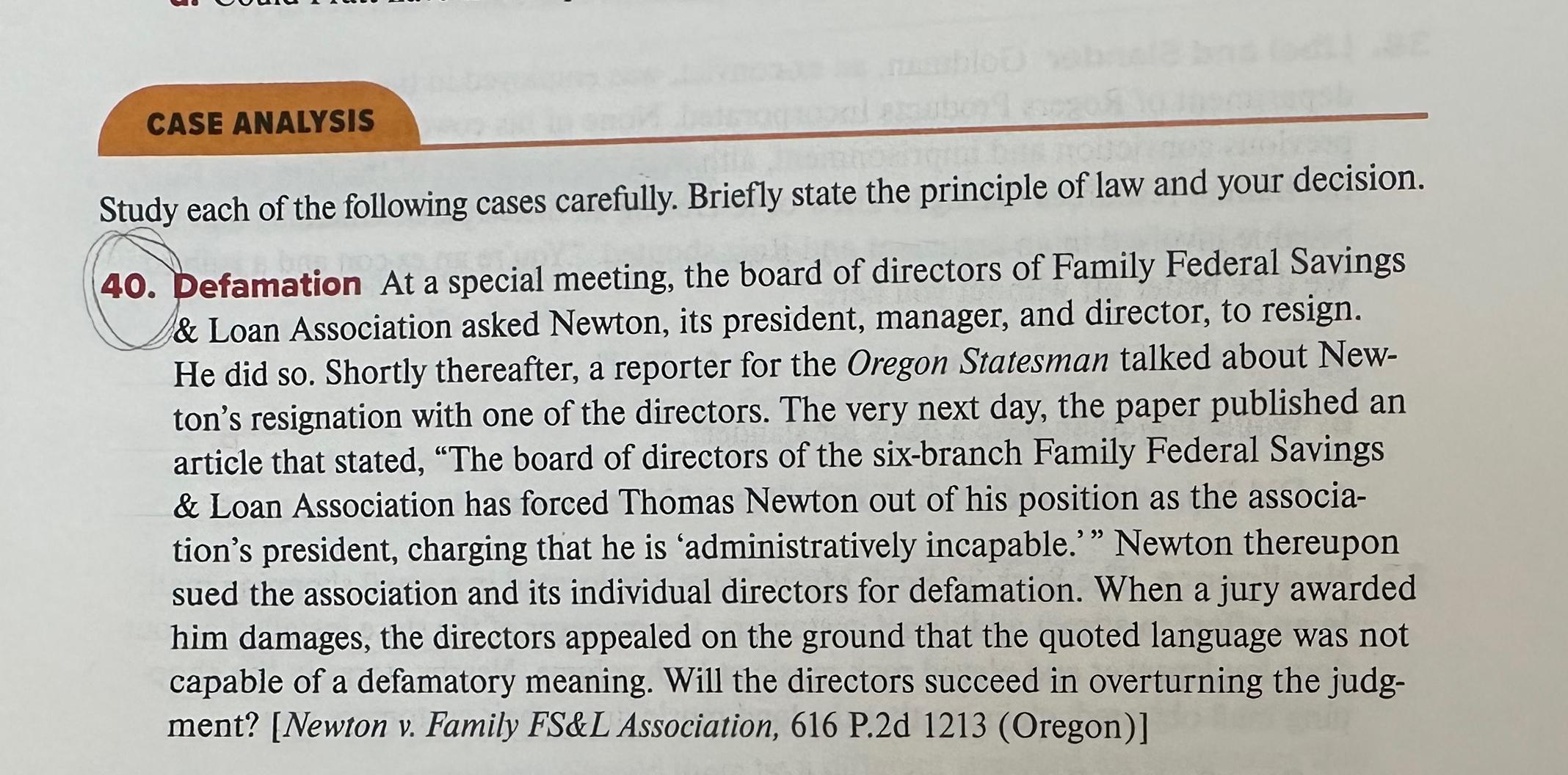  Case study questionsCASE ANALYSIS Study each of the following cases carefully.