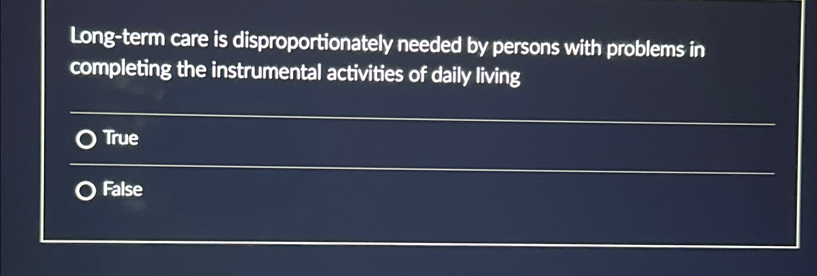  Long-term care is disproportionately needed by persons with problems in completing