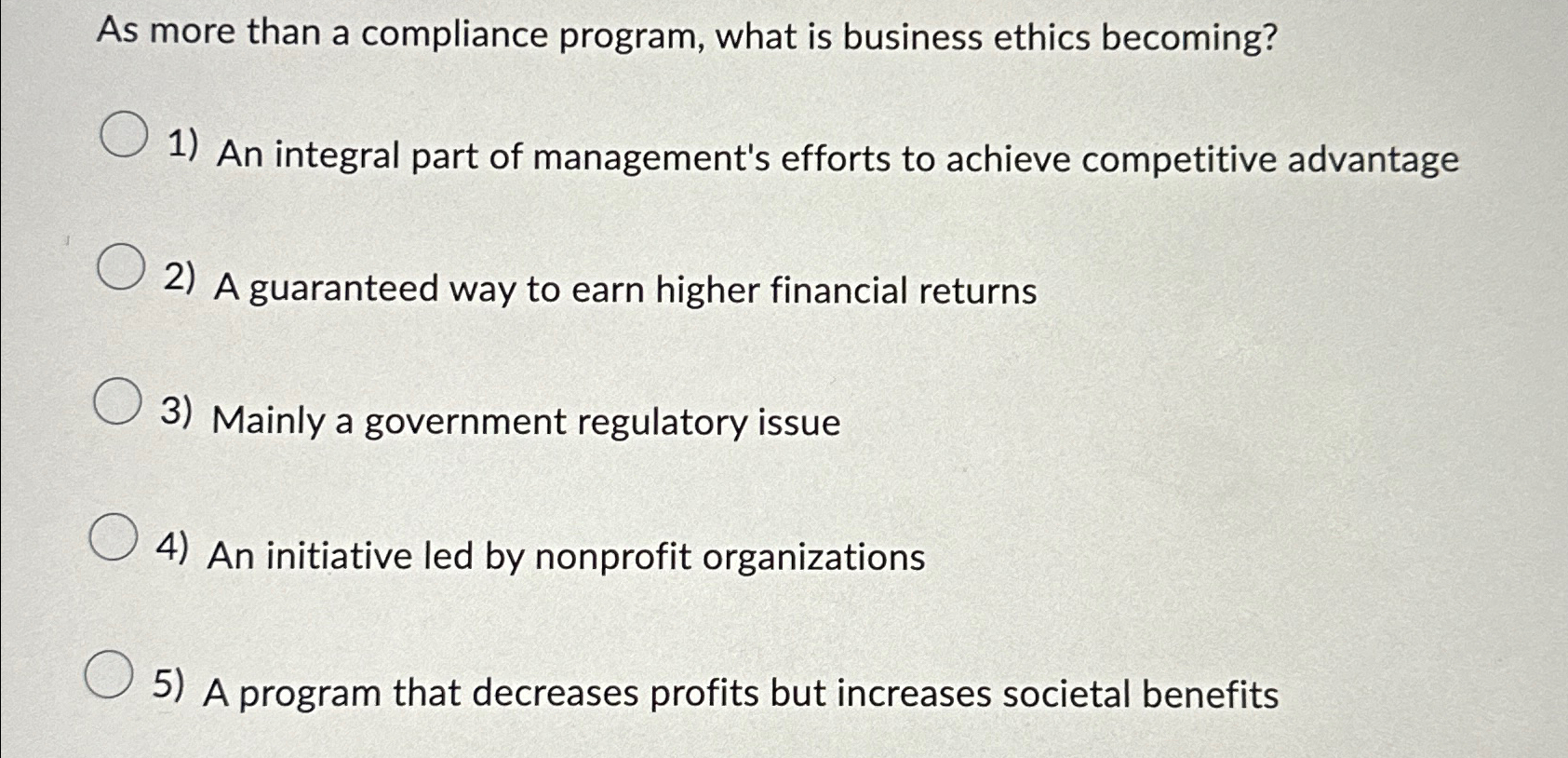  As more than a compliance program, what is business ethics becoming?