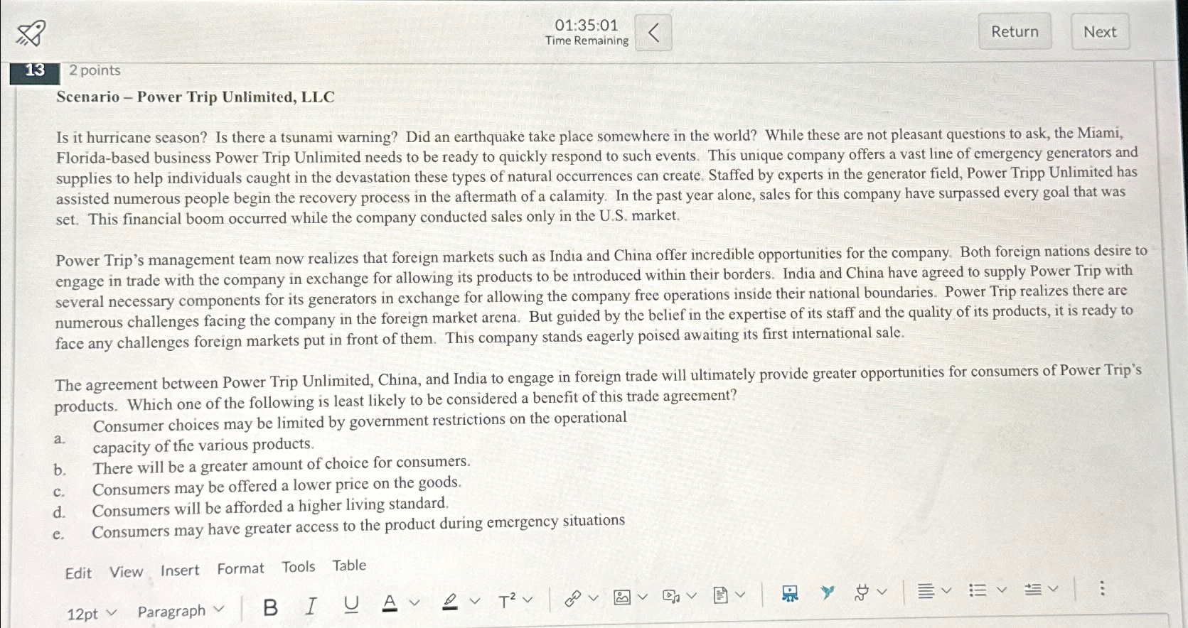  1,8 01:35:01 Time Remaining 13 points Scenario - Power Trip Unlimited,