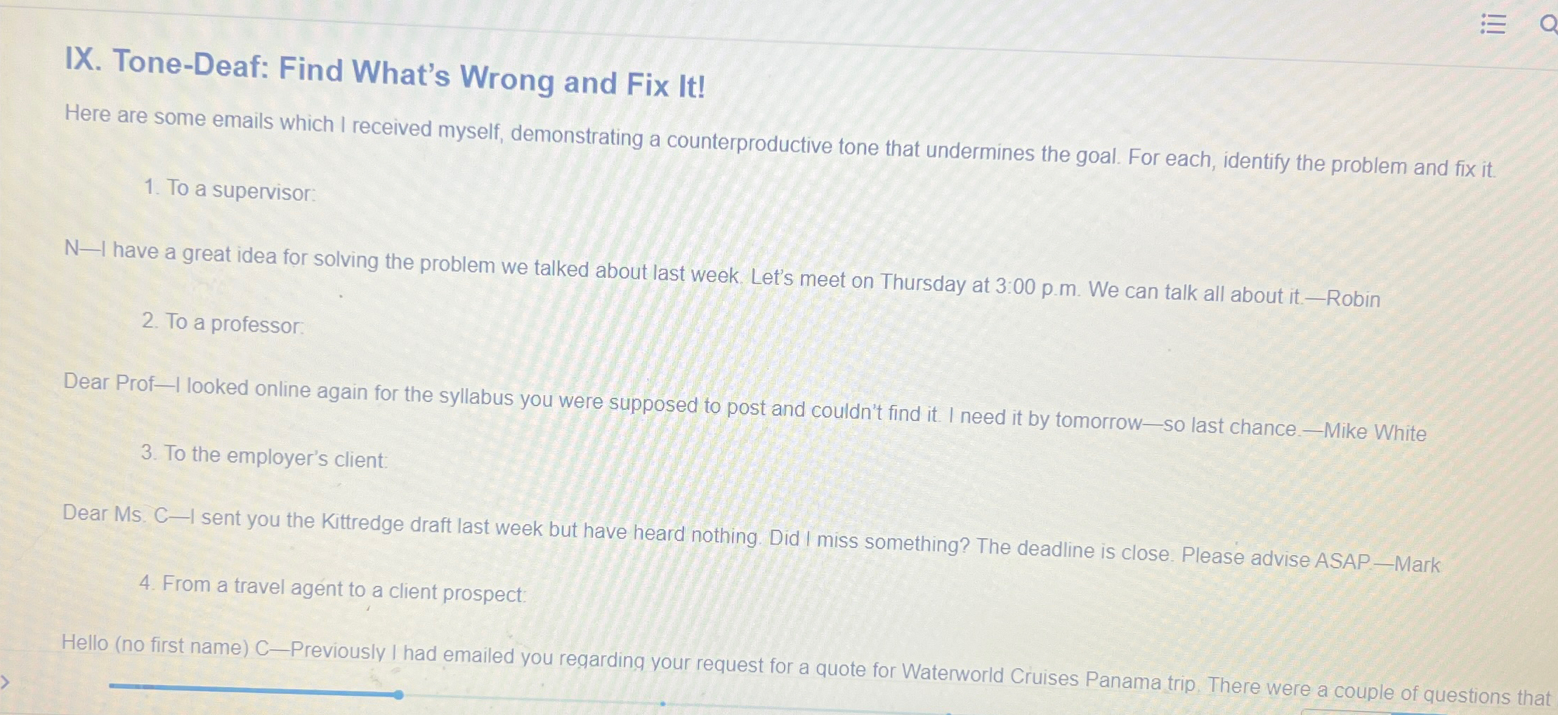  IX. Tone-Deaf: Find What's Wrong and Fix It! Here are some