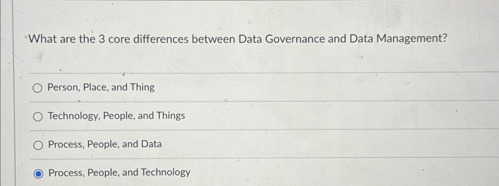  What are the 3 core differences between Data Governance and Data