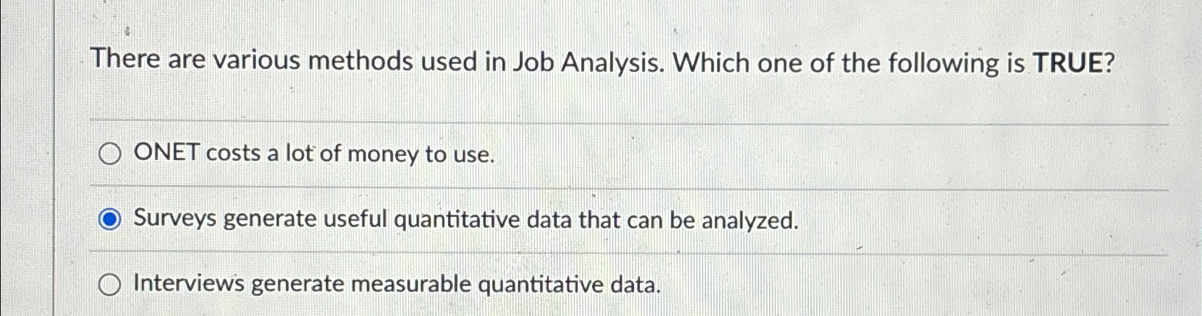  There are various methods used in Job Analysis. Which one of