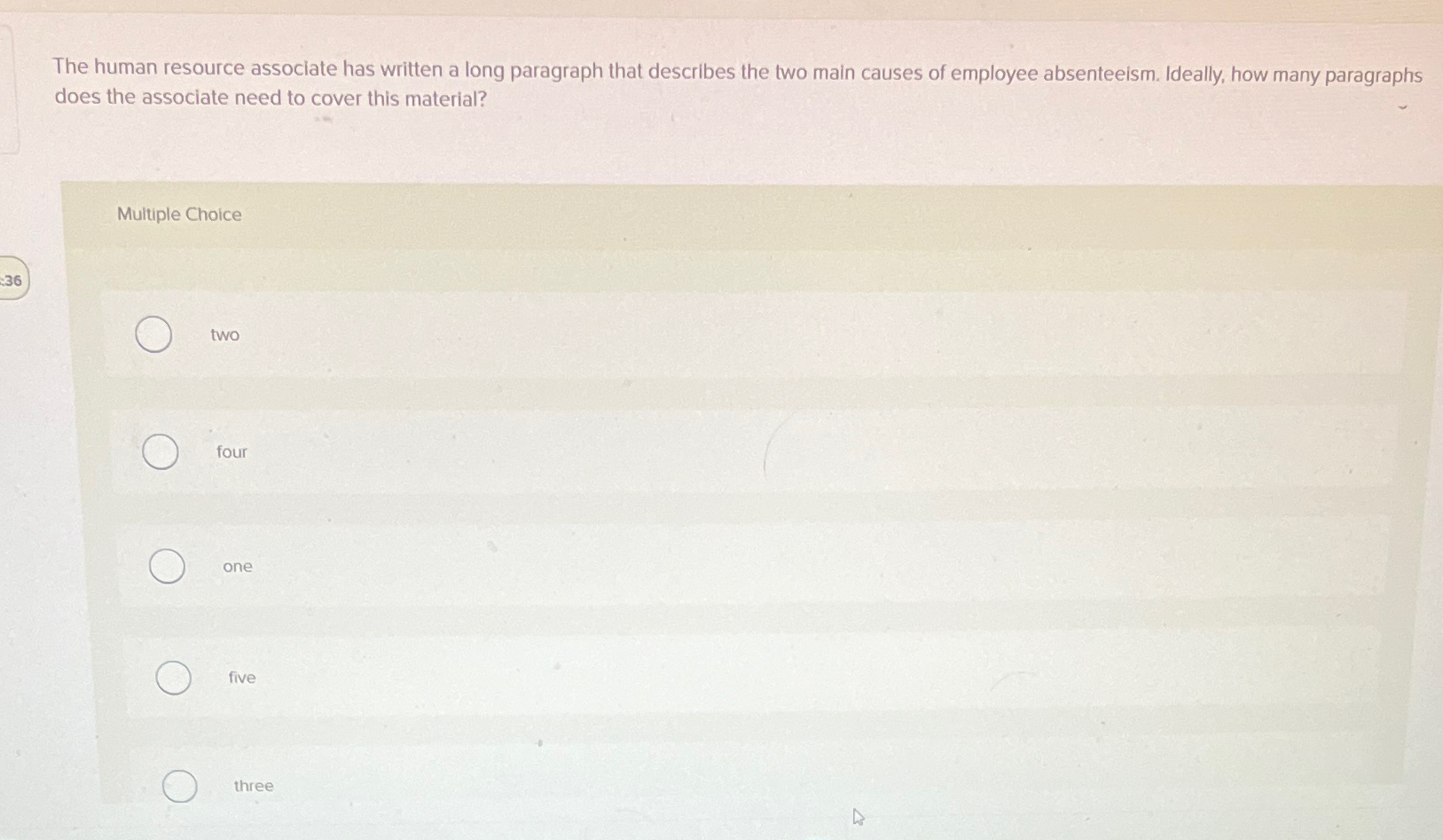  The human resource associate has written a long paragraph that describes