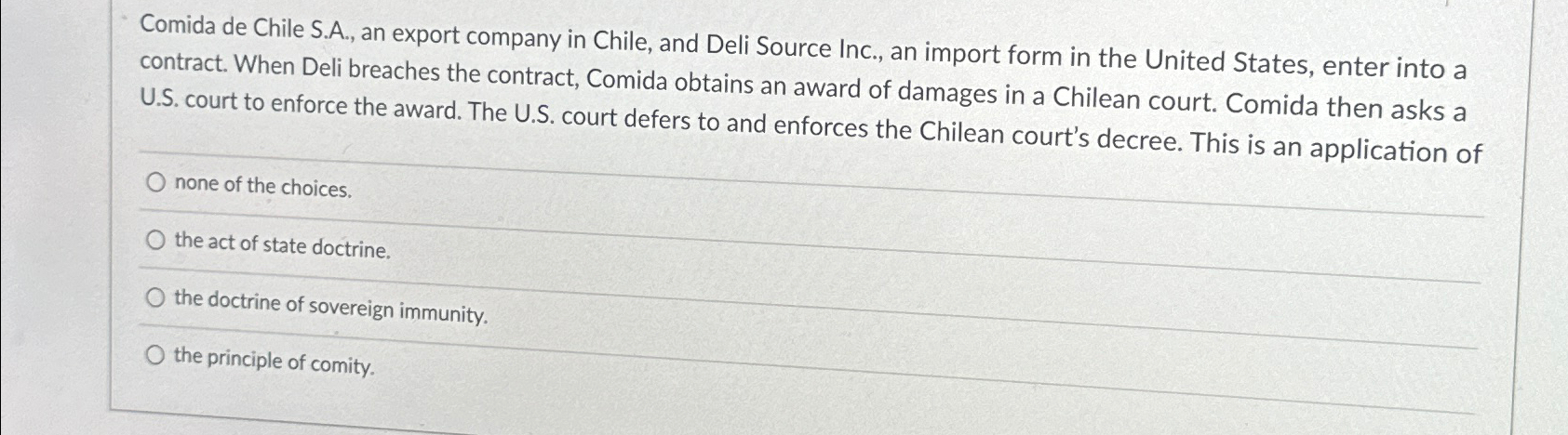  Comida de Chile S.A., an export company in Chile, and Deli