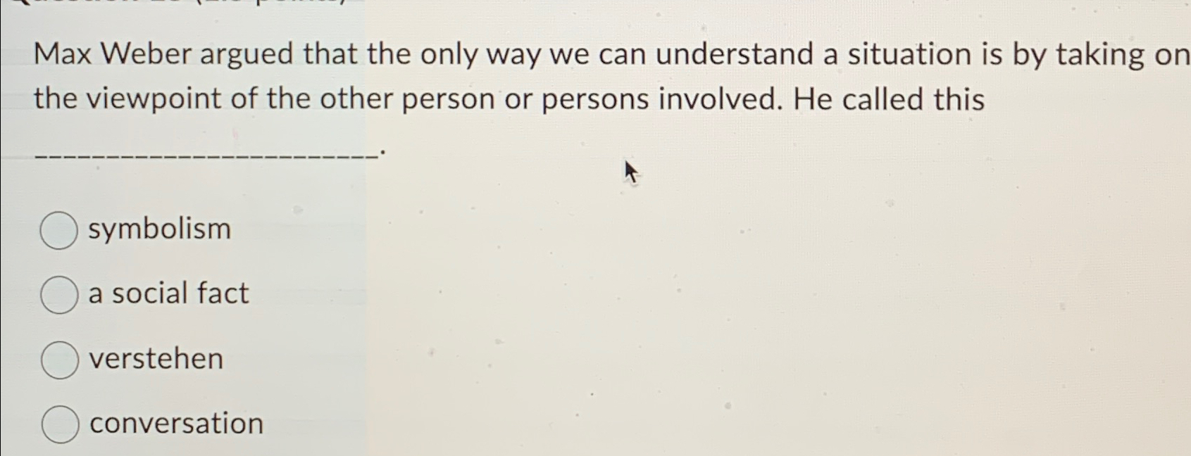  Max Weber argued that the only way we can understand a