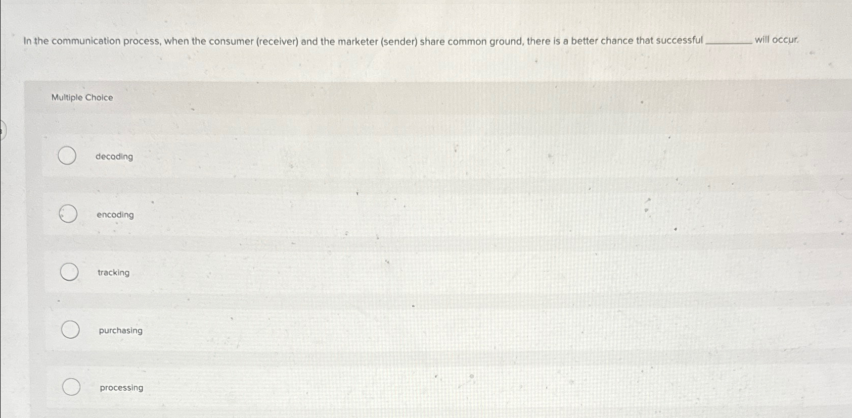  In the communication process, when the consumer (receiver) and the marketer