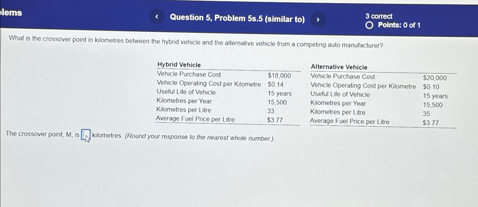  lems Question 5, Problem 5s.5(similar to) 3 correct What is the
