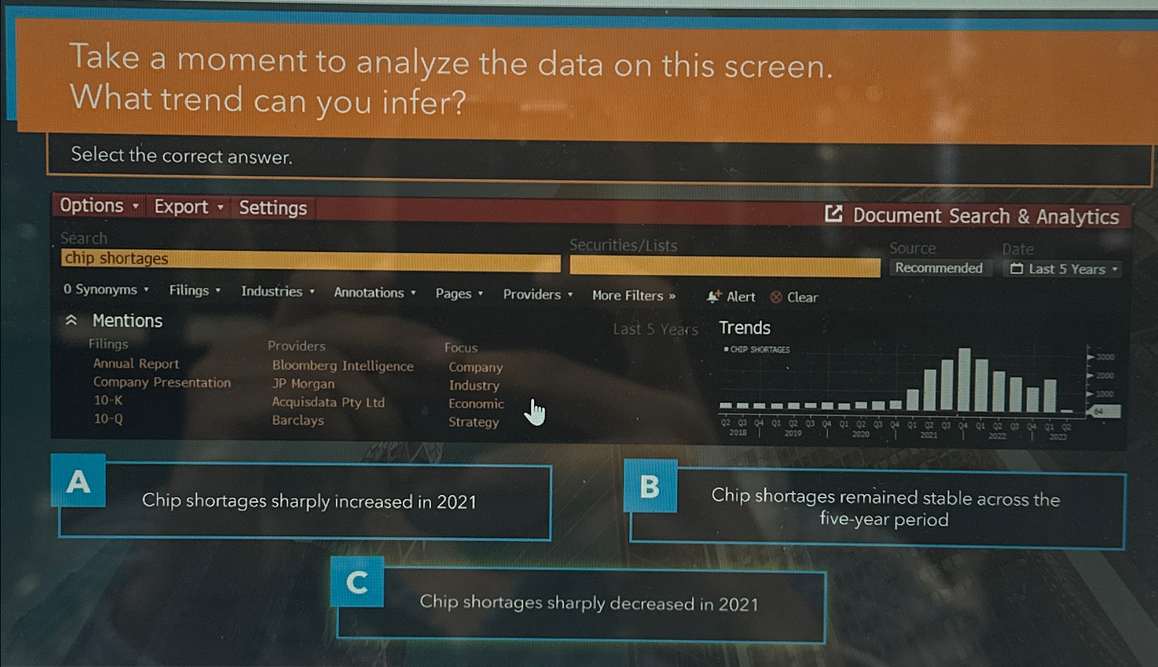  Take a moment to analyze the data on this screen. What