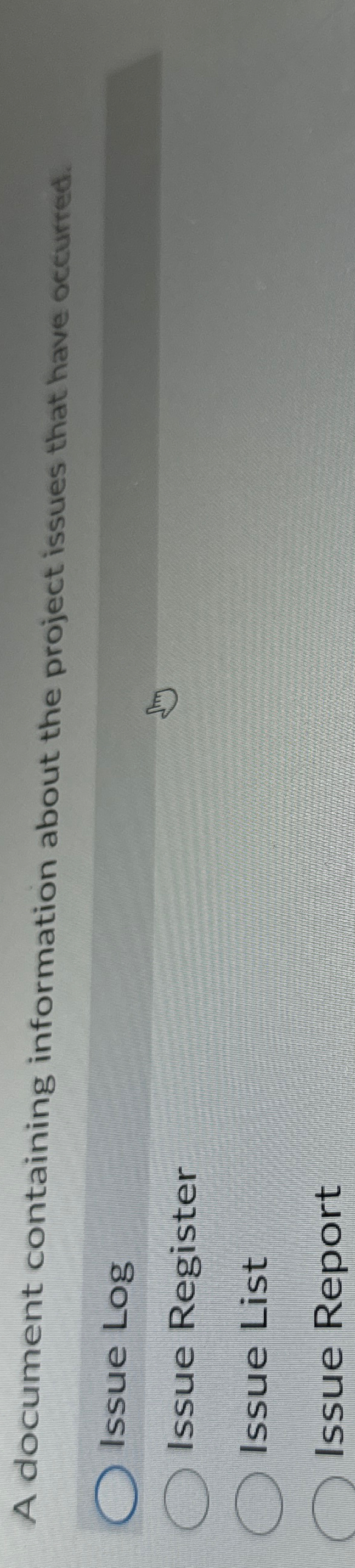  A document containing information about the project issues that have occurred.