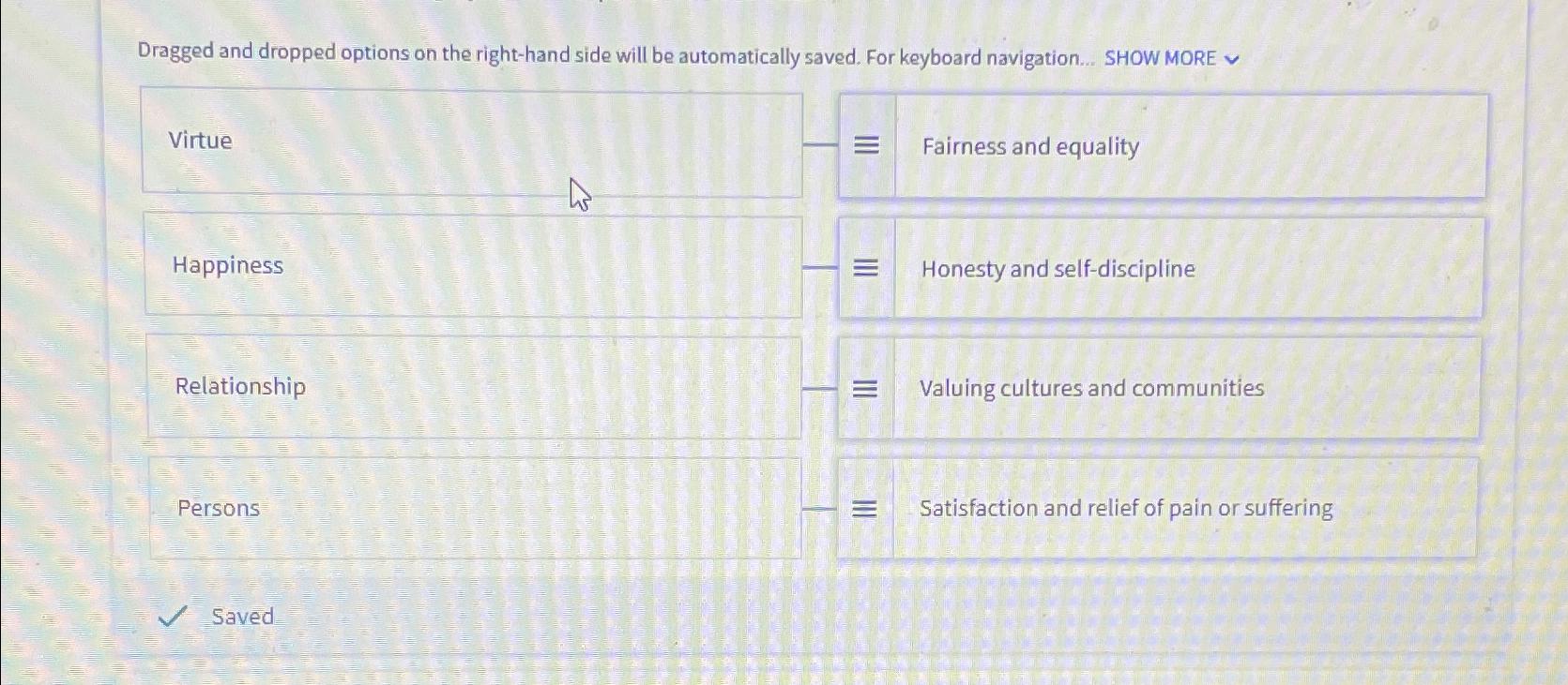  Dragged and dropped options on the right-hand side will be automatically