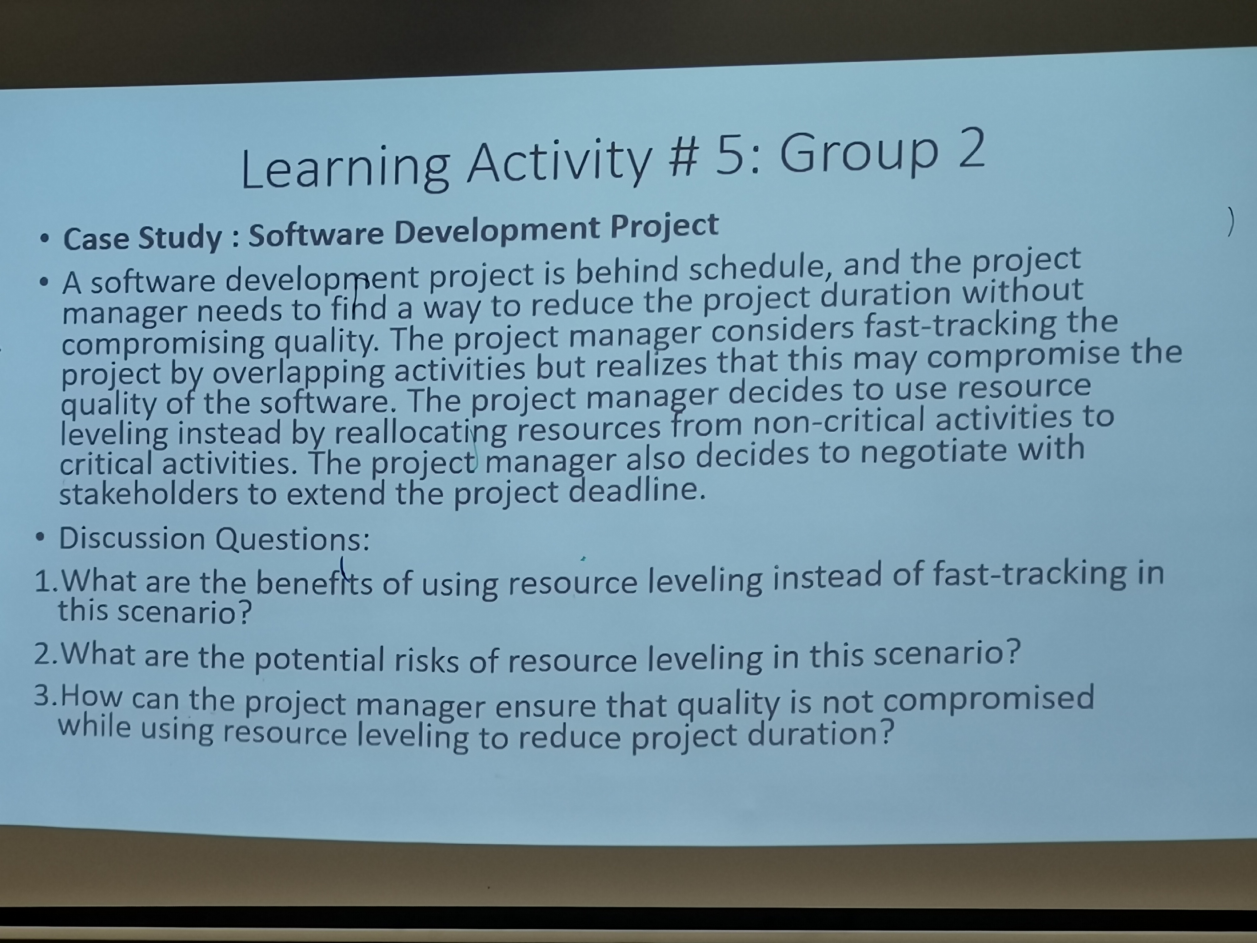  Learning Activity # 5: Group 2 Case Study : Software Development