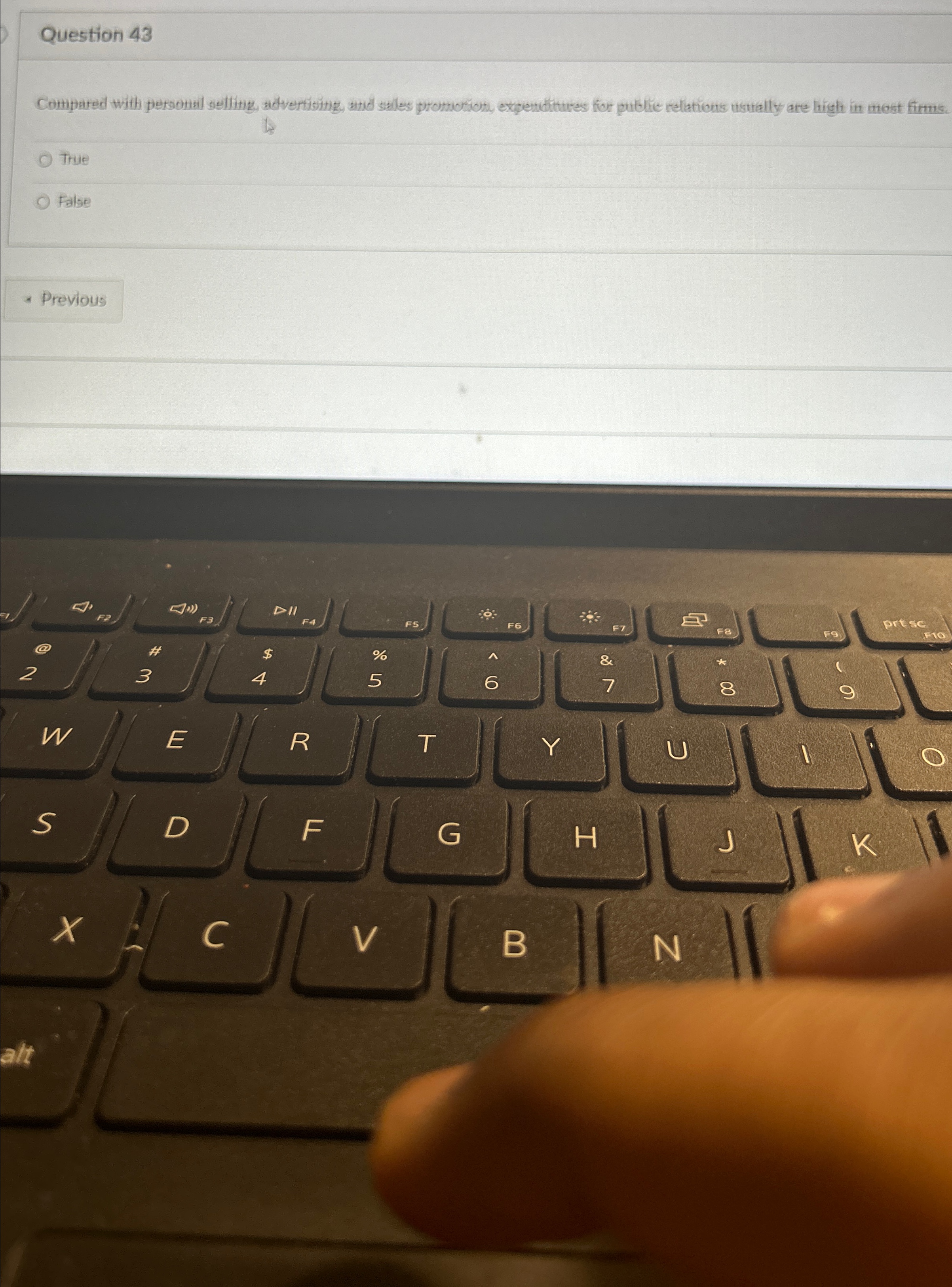  Question 43 True False 