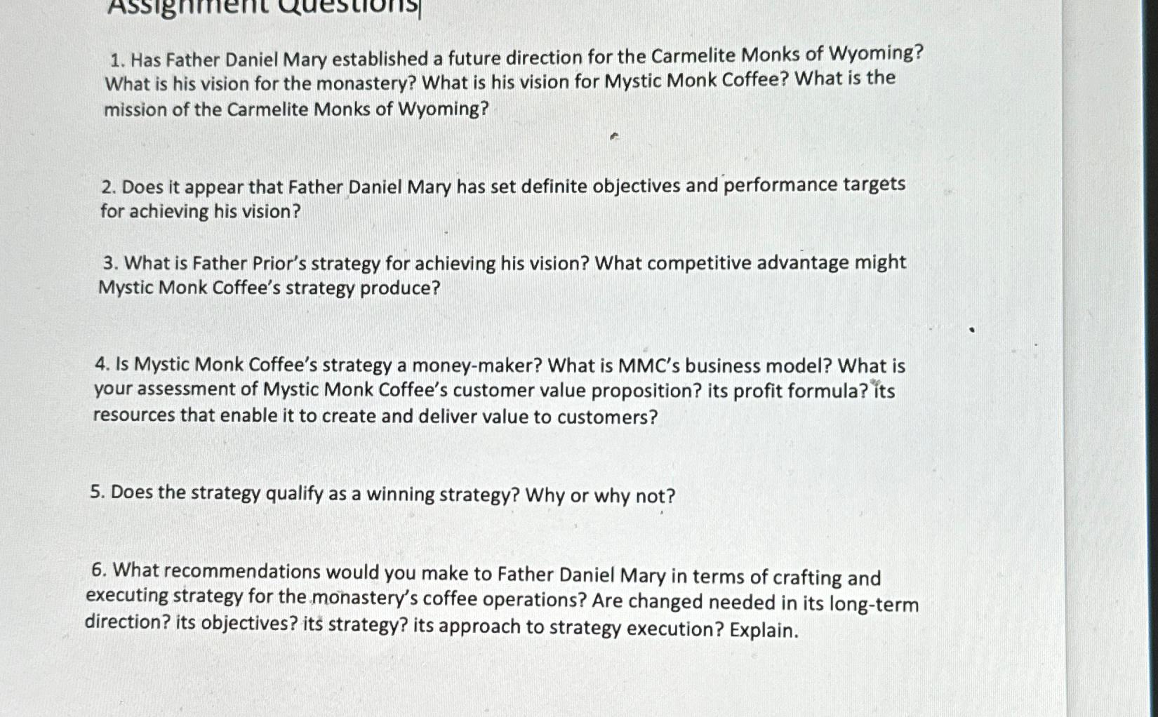  Has Father Daniel Mary established a future direction for the Carmelite