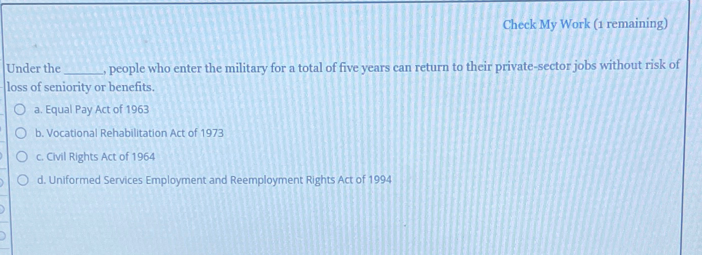  Check My Work (1 remaining) Under the people who enter the