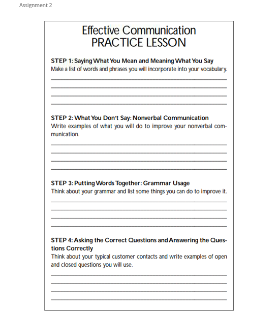  STEP 2: What You Don't Say: Nonverbal Communication Write examples of