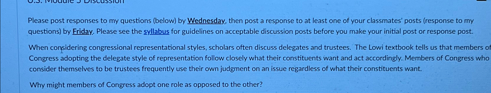  Please post responses to my questions (below) by Wednesday, then post