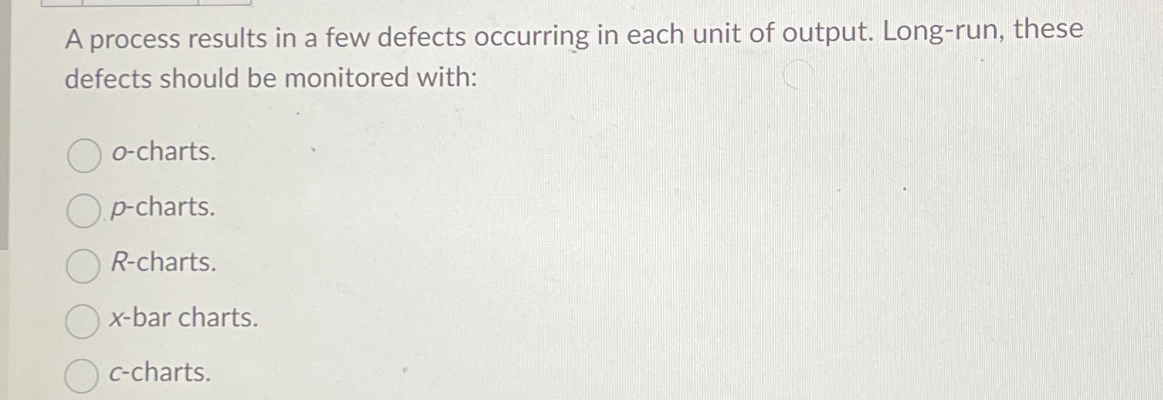  A process results in a few defects occurring in each unit
