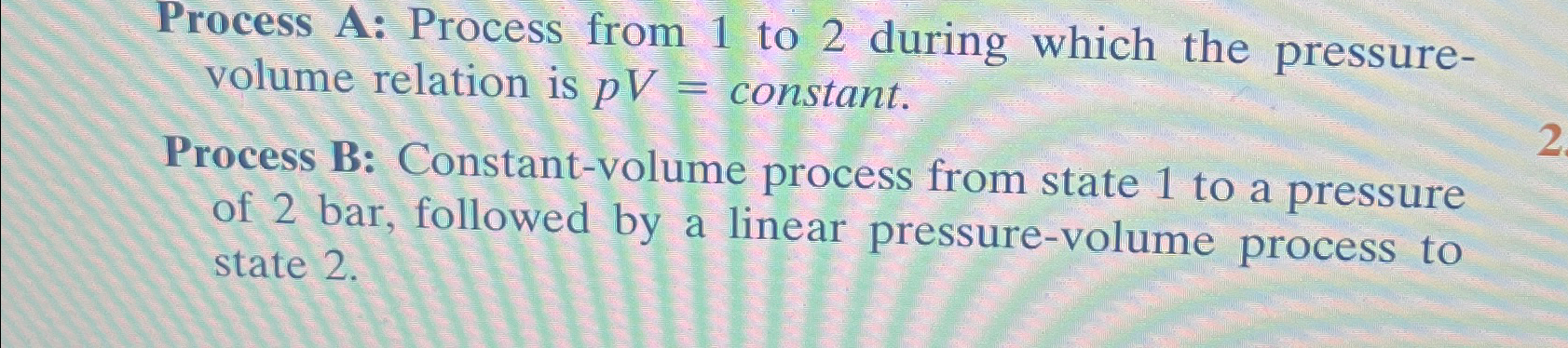  Process A: Process from 1 to 2 during which the pressurevolume