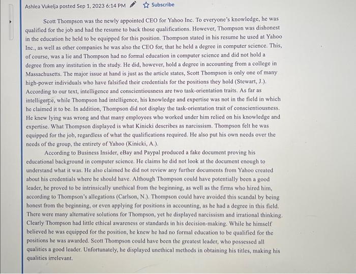  reply to this thread Scott Thompson was the newly appointed CEO