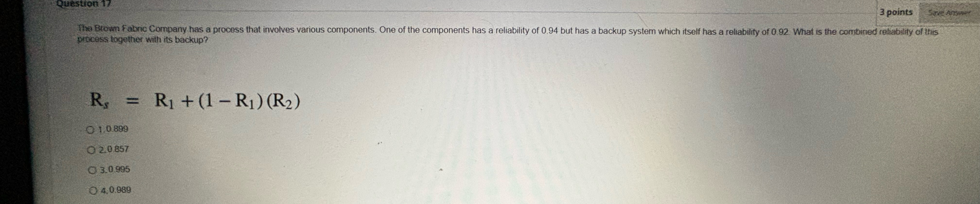  The brown fabric company has a process that involves various componets