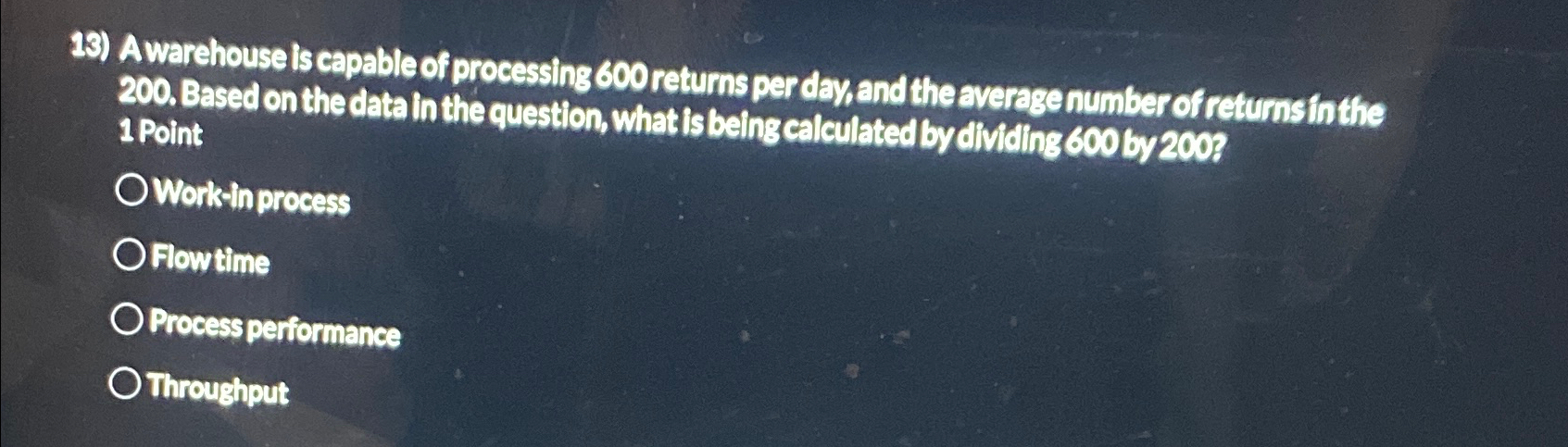  A warehouse is capable of processing 600 returns per day, and