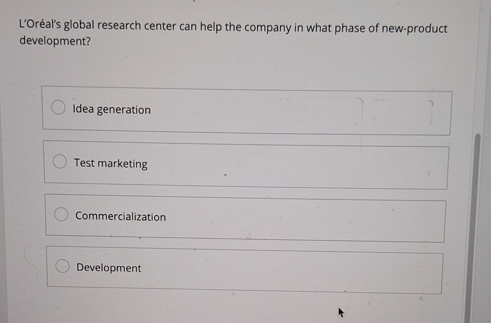  L'Oral's global research center can help the company in what phase