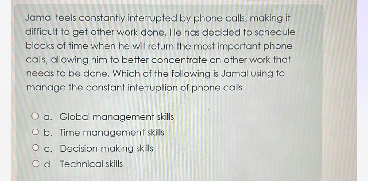  Jamal feels constantly interrupted by phone calls, making it difficult to