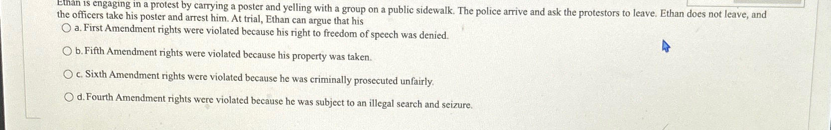  Ethan is engaging in a protest by carrying a poster and