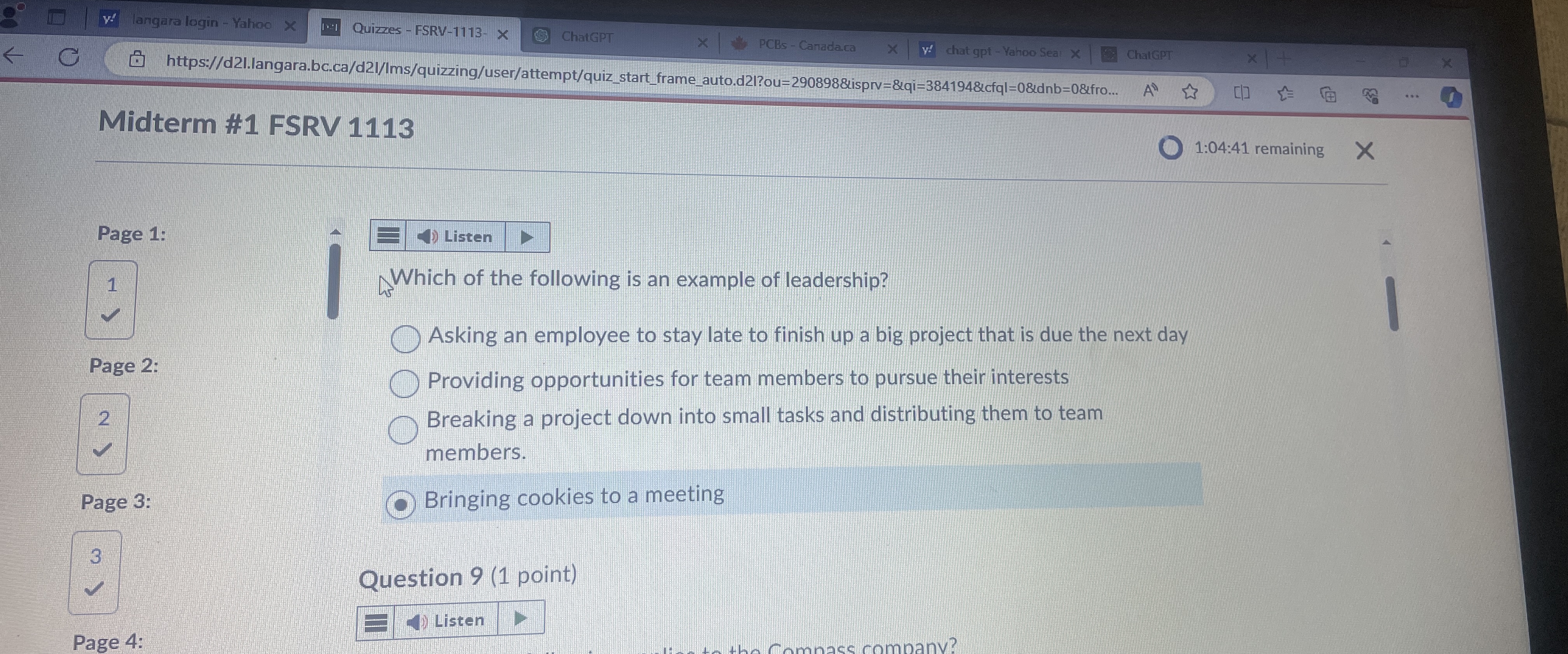  Midterm #1 FSRV 1113 1:04:41 remaining Page 1: Page 2: 2