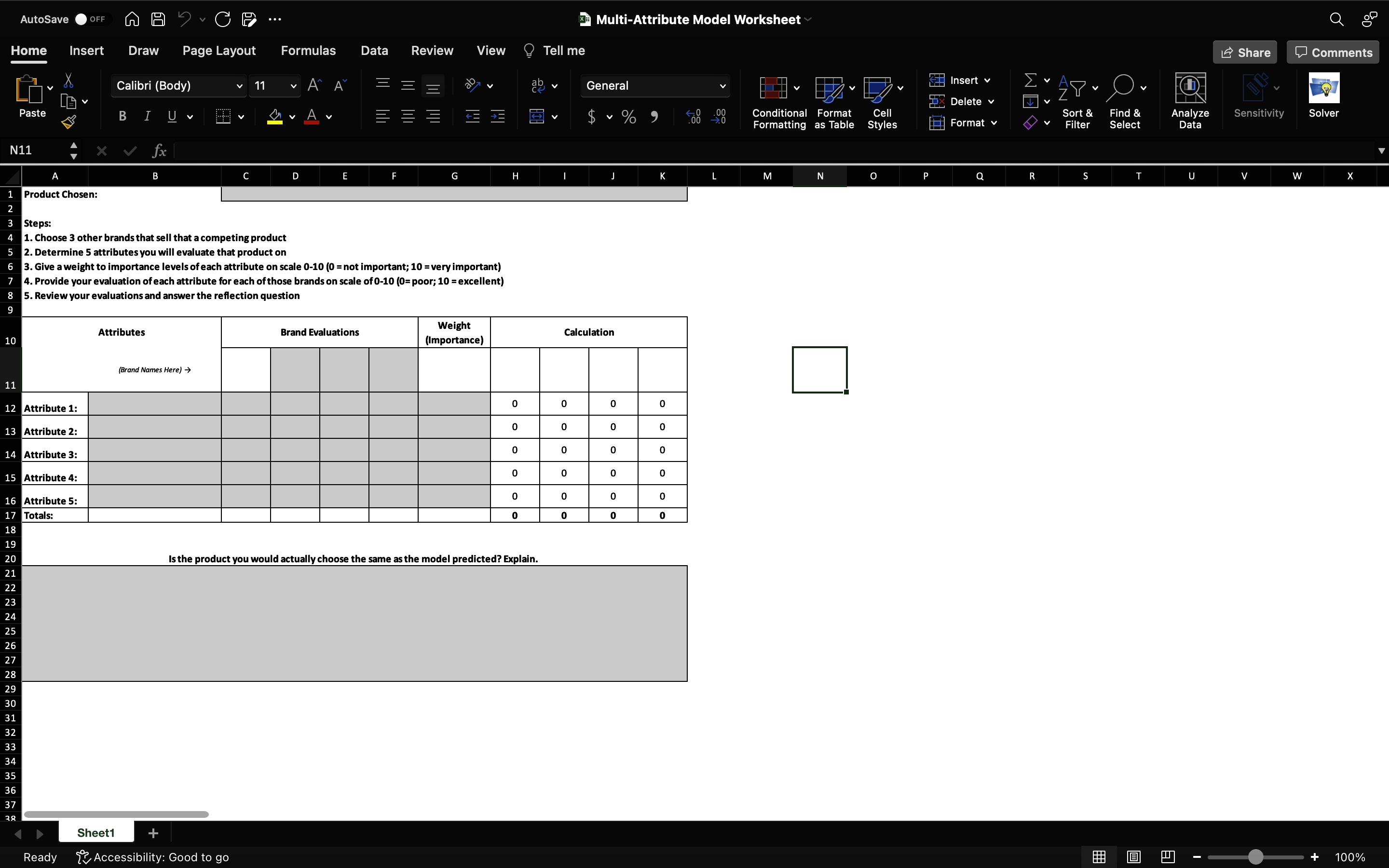 Purpose: Apply the Multi-Attribute Model to your own decision-making and brand evaluation.