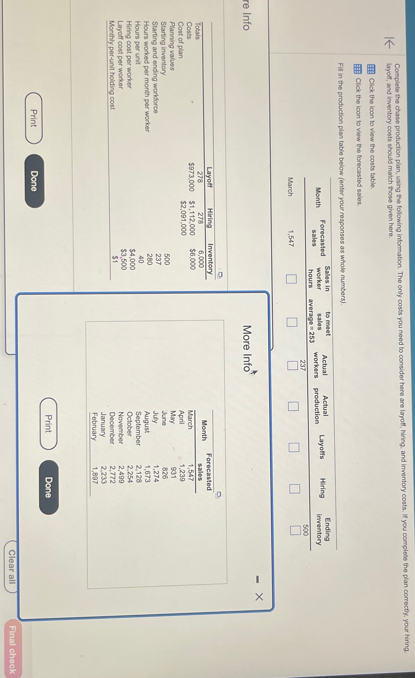  layoff, and inventory costs should match those given here. Click the