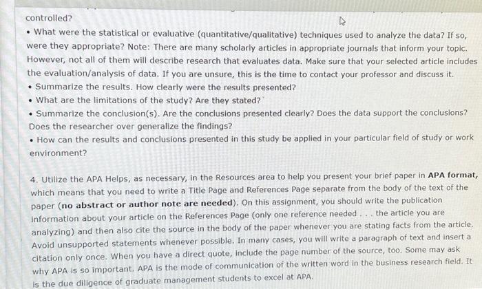 below. However, do not include the list on your paper. Instead, let