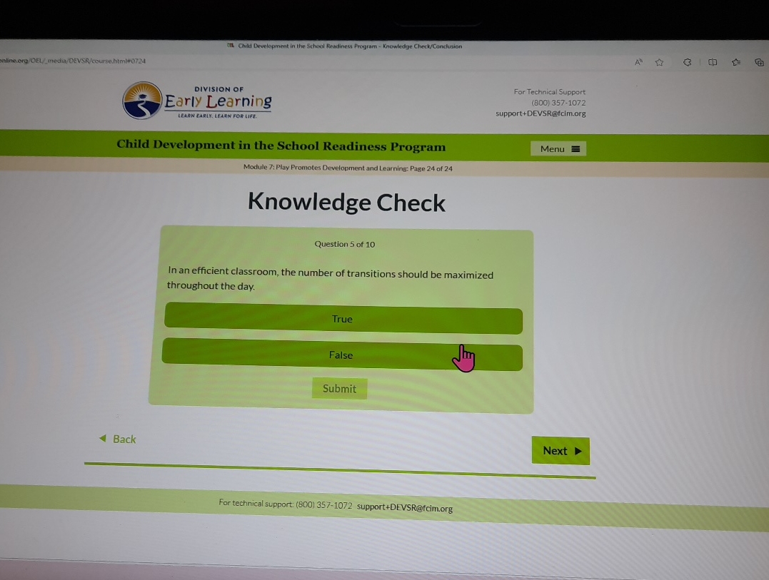  cat Child Development in the School Readiness Program - Knowledge Check/Conclusion