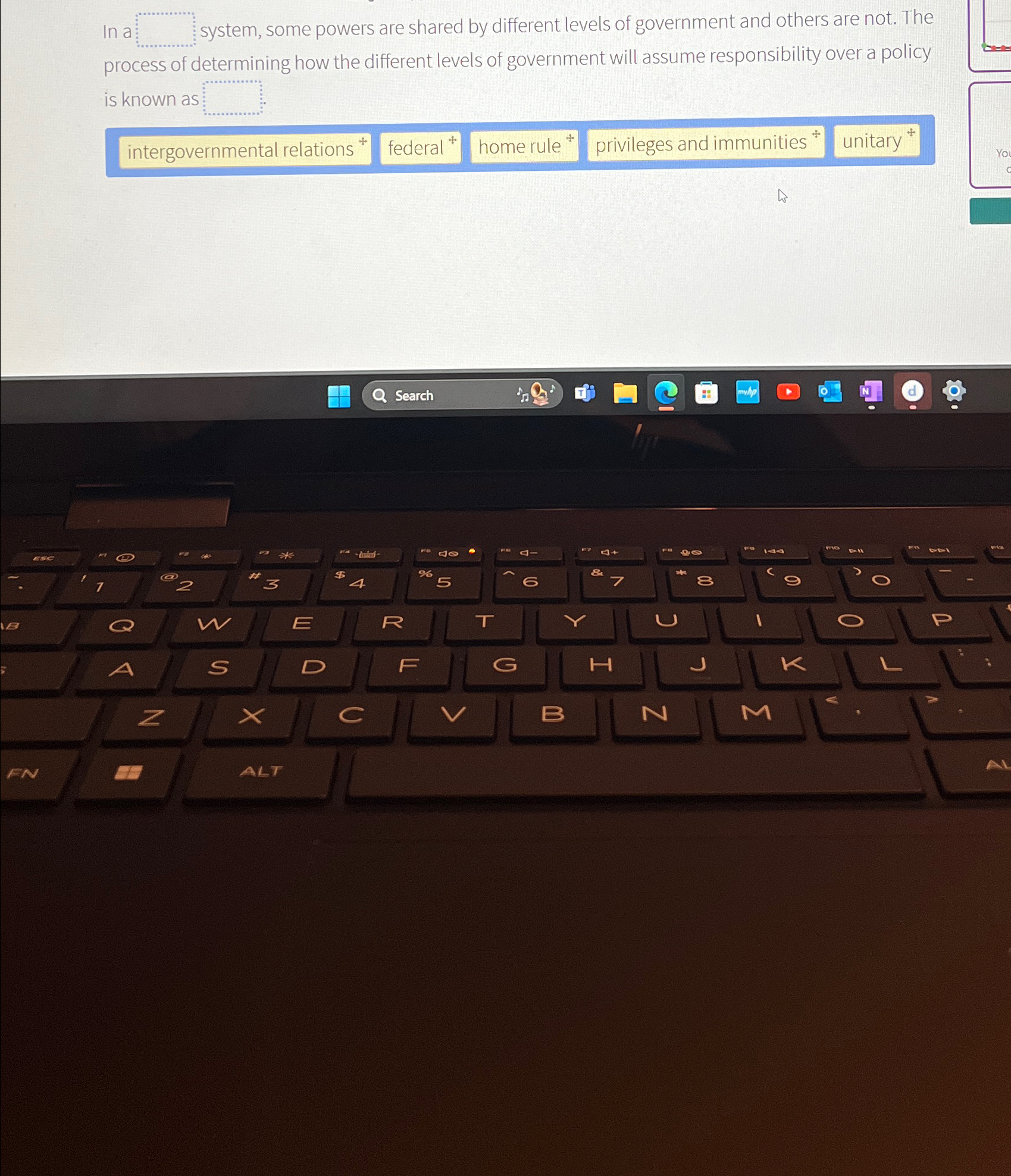  In a system, some powers are shared by different levels of