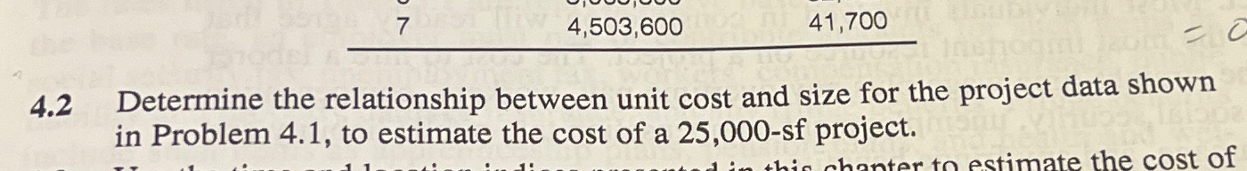  4.2 Determine the relationship between unit cost and size for the