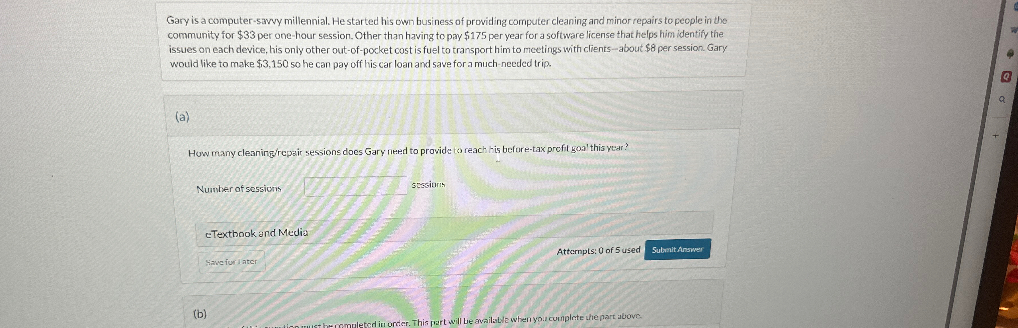  Gary is a computer-savvy millennial. He started his own business of