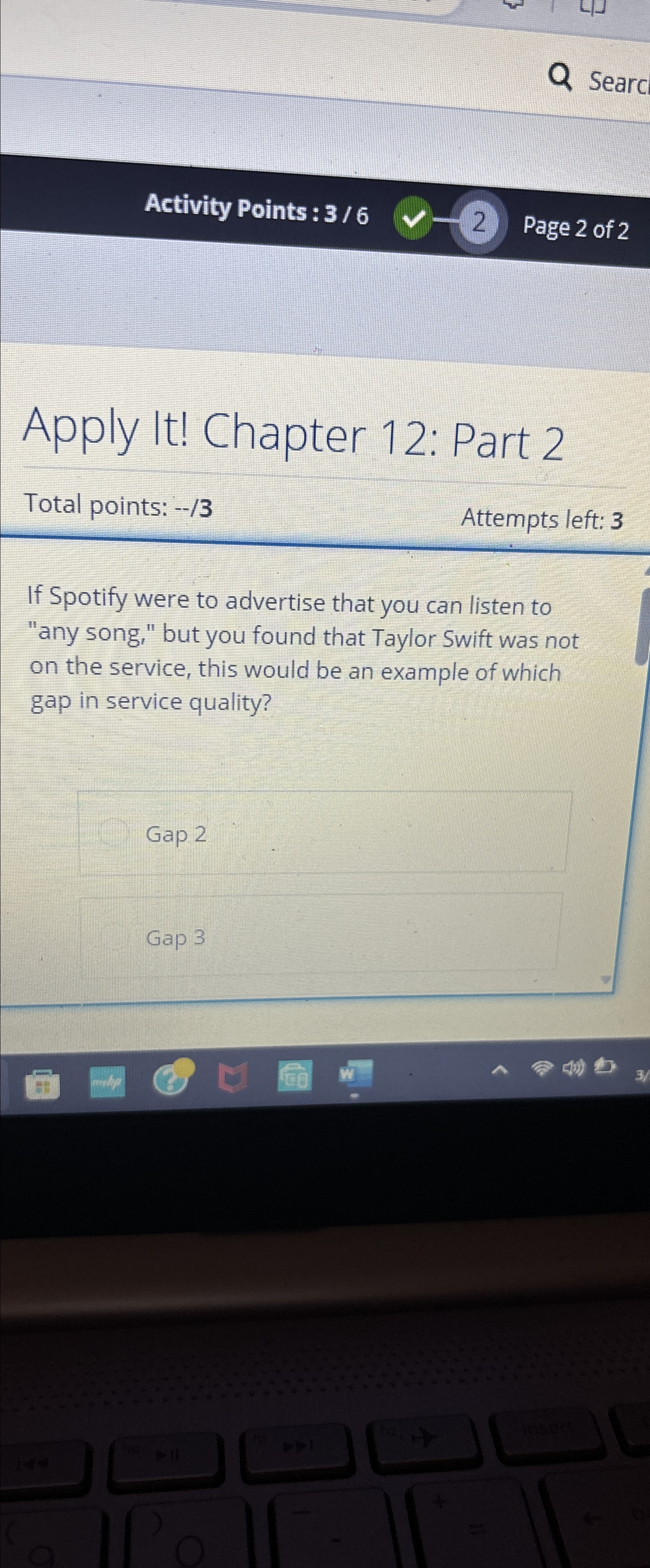  Searc Activity Points : 3/6 2 Page 2 of 2 Apply