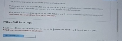  Prablem 9.62 Part-c [Algo] Nome: bo not found insermediate calculations. 