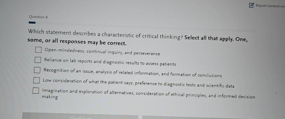  Report content err Question 8 Which statement describes a characteristic of