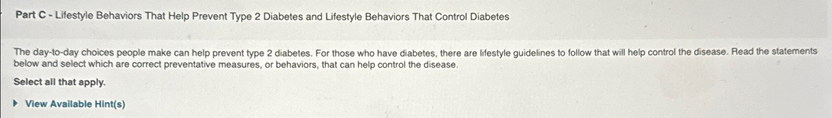  Part C - Lifestyle Behaviors That Help Prevent Type 2 Diabetes
