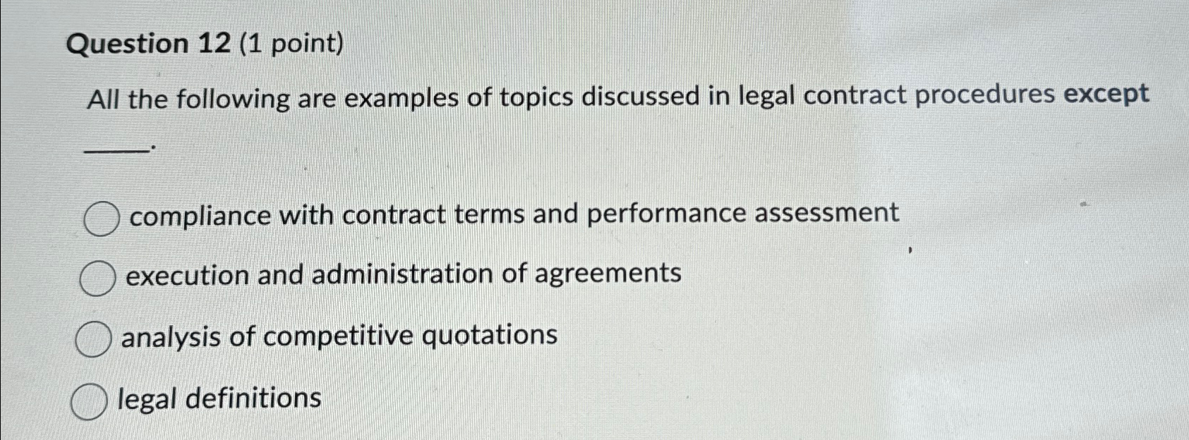  Question 12(1 point) All the following are examples of topics discussed